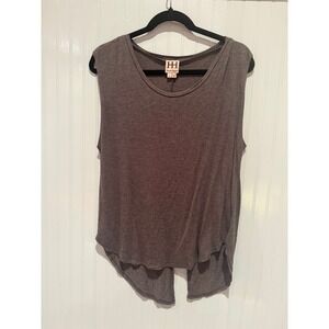 Haute Hippie Womens Split Back Muscle Tank Charcoal Grey Heather Small USA Boho